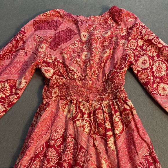 Japna Women’s pink & white Floral long sleeve Maxi Dress, Ruffle hem, V-neck, S - Picture 4 of 11